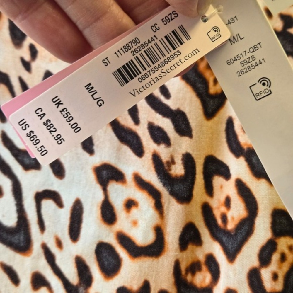 Victorias Secret Leopard Print Kimono Duster Swim Cover Up‎ M/L Festival Beach - Picture 3 of 6